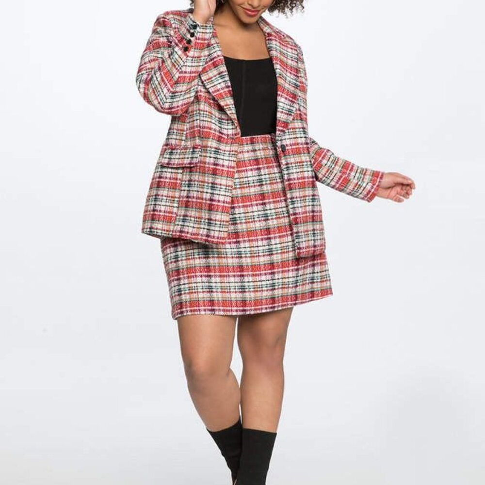 Eloquii Plaid Tweed A-Line Skirt - size 24
